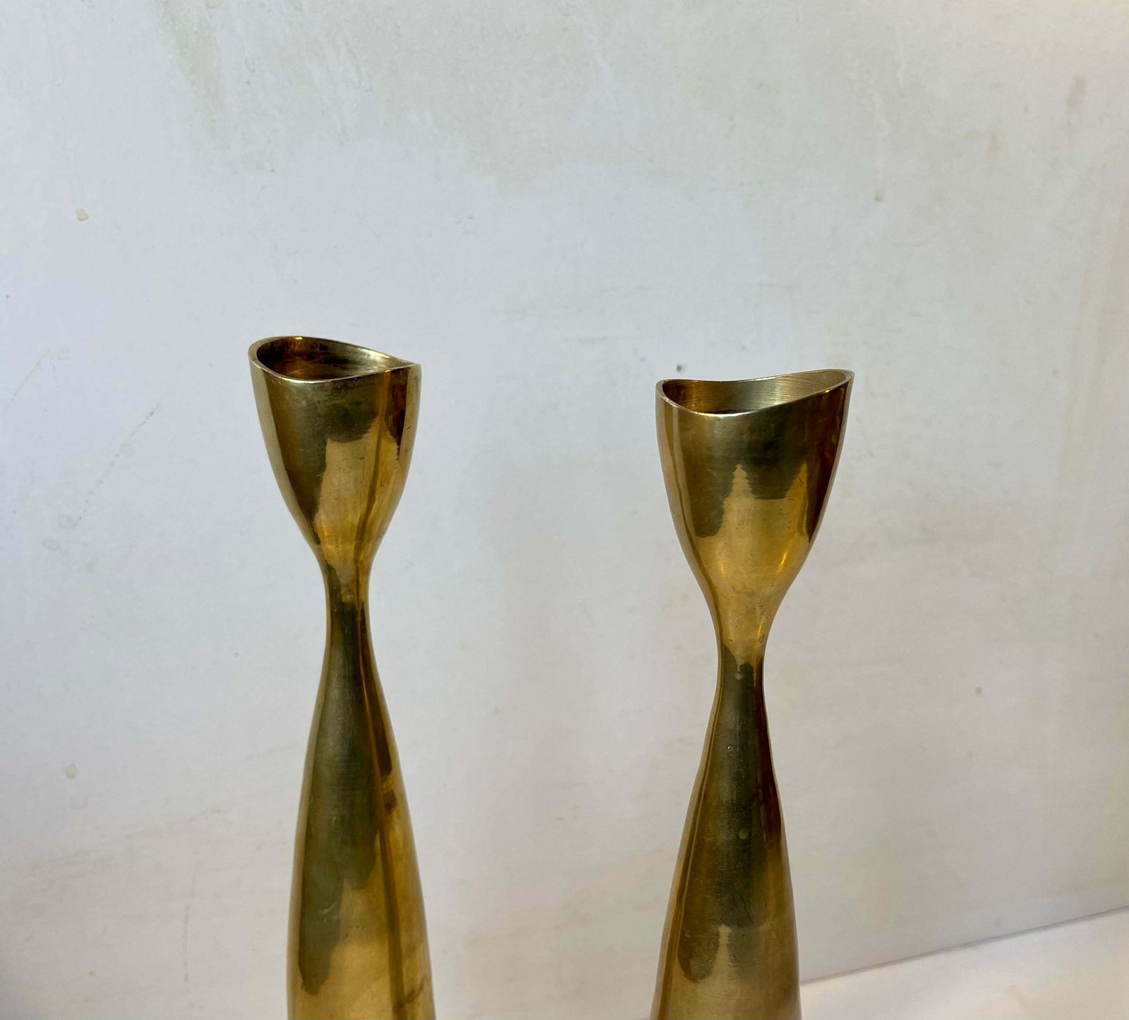 Tall Scandinavian Modern Tulip Candlesticks In Brass photo Home Decor