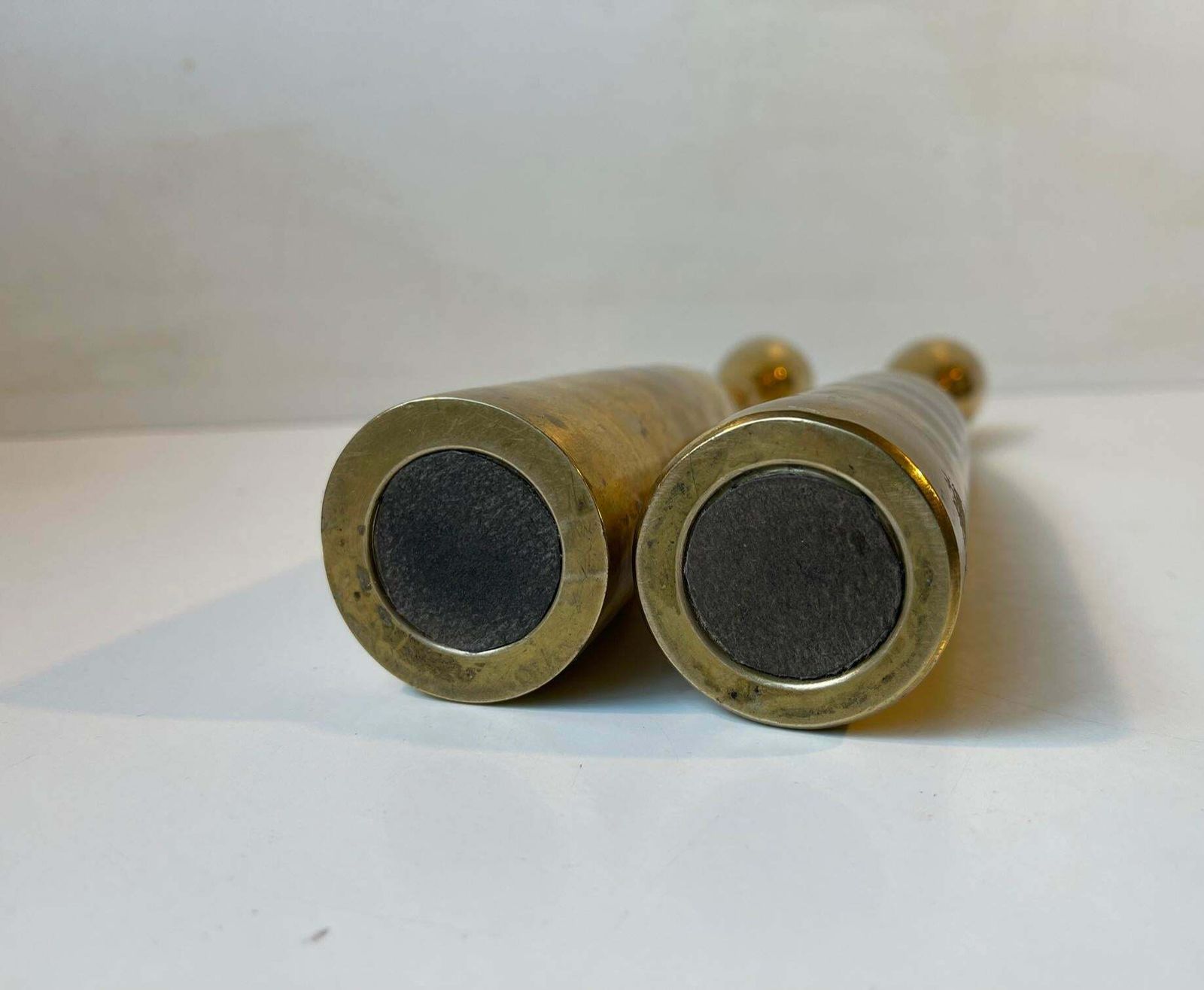 Tall Scandinavian Modern Tulip Candlesticks In Brass photo vinterior