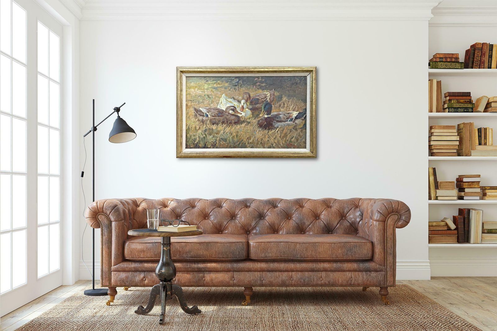 Ducks Oil On Canvas Painting By Keller Kühne Josef Woldemar photo Art