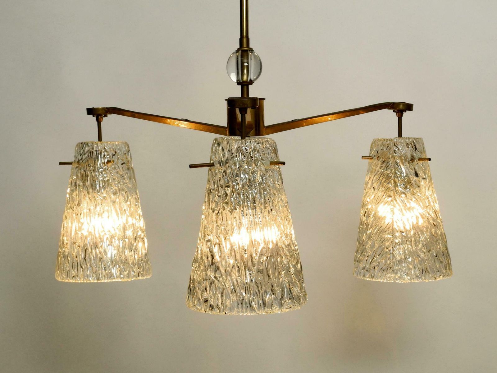 Beautiful Mid Century Ceiling Lamp With Three Glass Shades By Rupert Nikoll photo Lighting