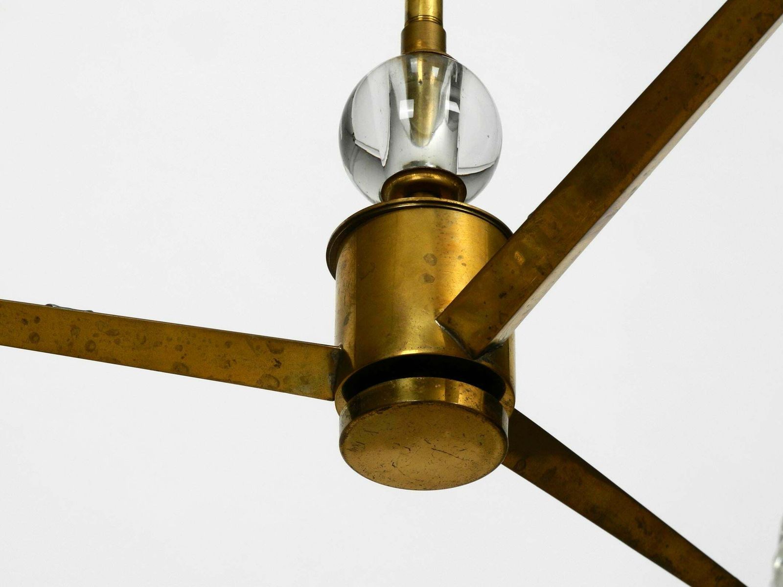 photo for sale Beautiful Mid Century Ceiling Lamp With Three Glass Shades By Rupert Nikoll
