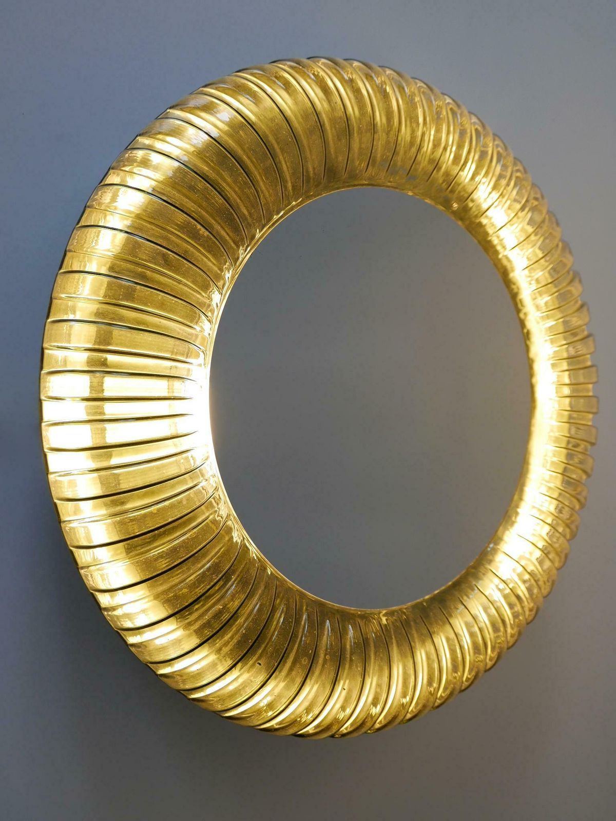 Rare & Decorative Mid Century Modern Glass Backlit Wall Mirror Germany 1960s photo buy