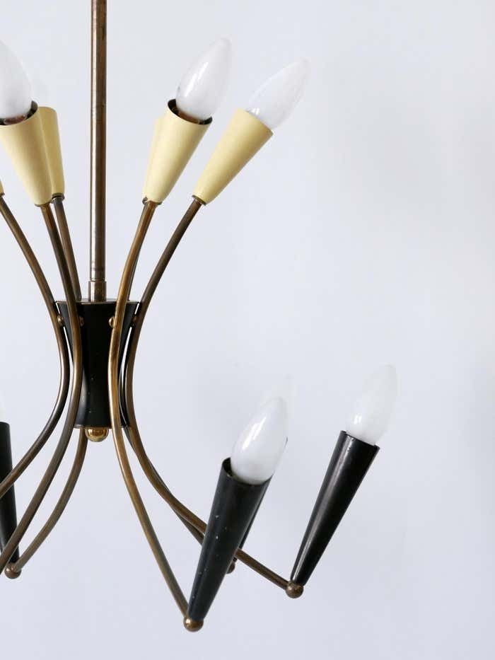 photo for sale Lovely Mid Century Modern 12 Flamed Sputnik Chandelier Germany 1950s