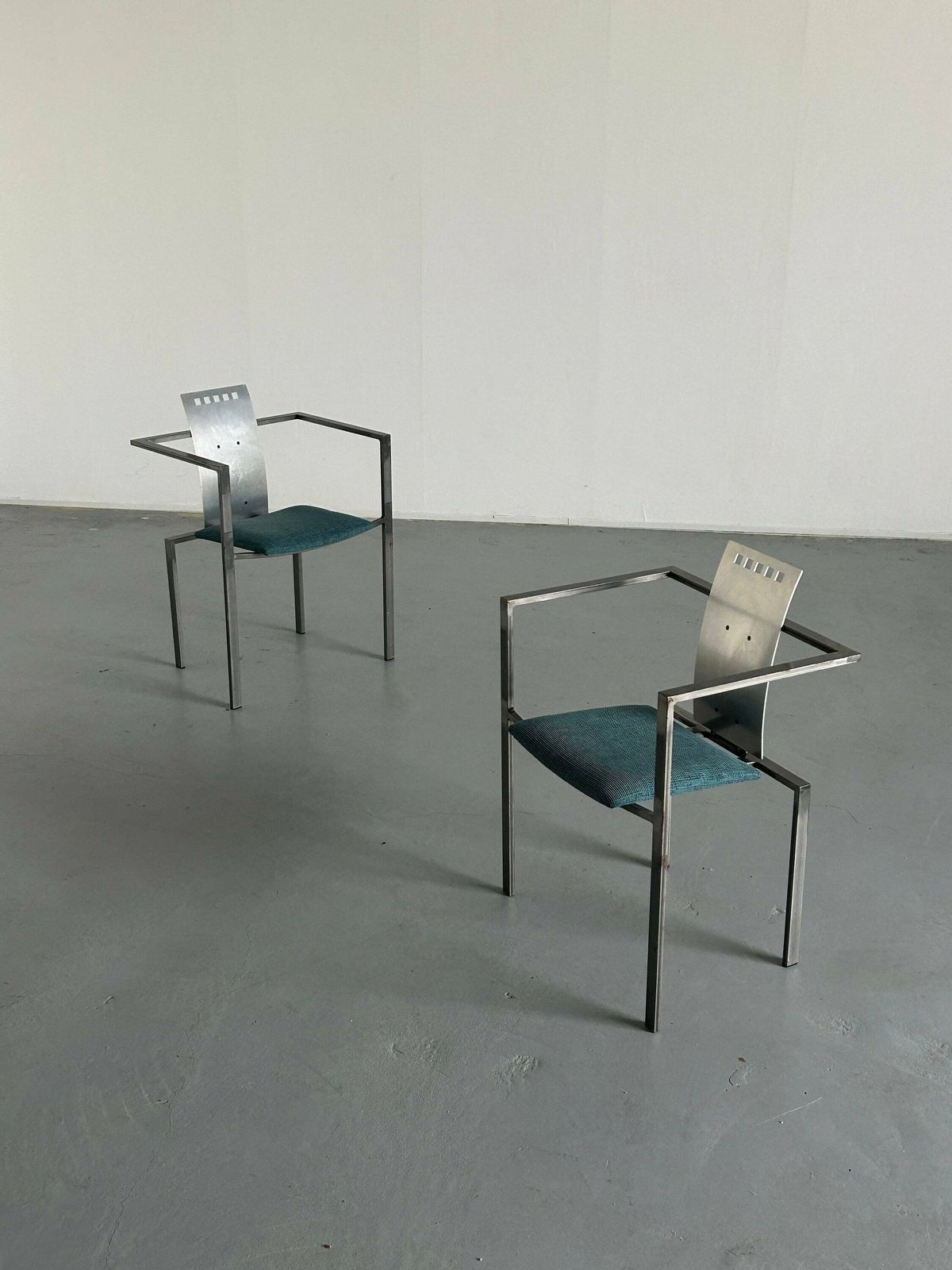 1 Of 2 Memphis Design Postmodern Geometrical Chairs By Karl Friedrich Förster For Kff, 1980s Germany, Industrial Design photo for sale