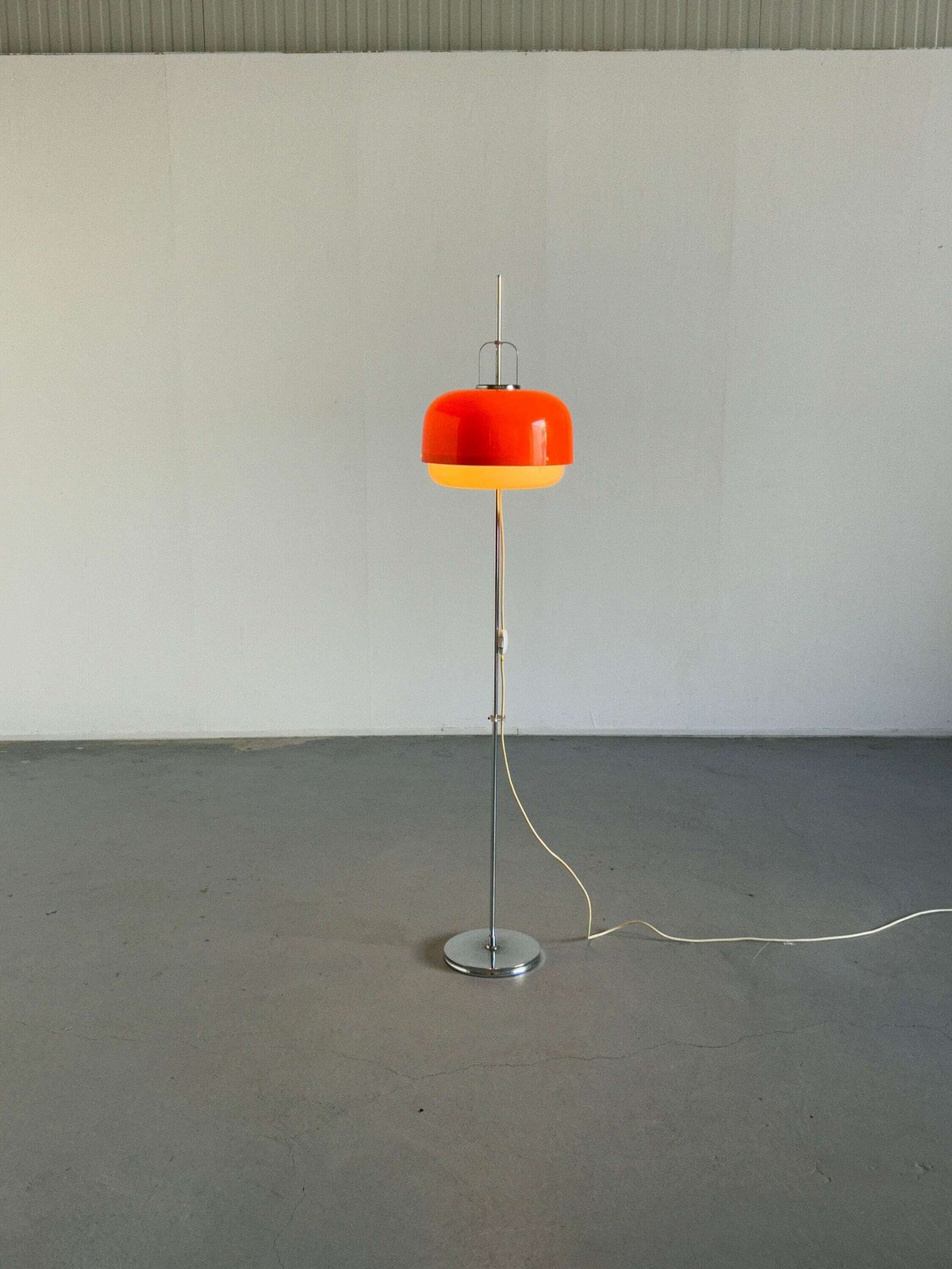 Vintage Orange Mushroom Adjustable Floor Lamp 'Medusa' Designed By Harvey Guzzini For Meblo, 1970s Yugoslavia Mid Century Modern photo for sale