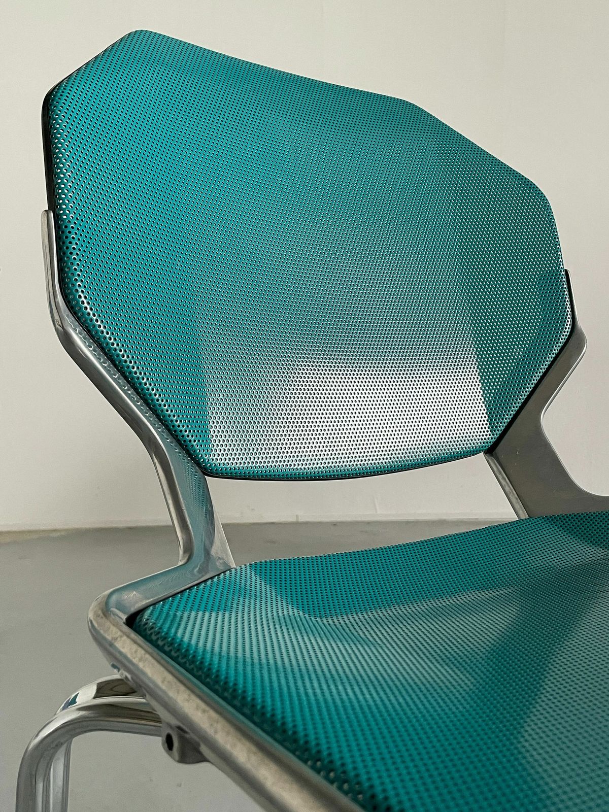 Space Age Futuristic Octagonal Metal Stackable Dining Chairs Or Visitor Office Chairs By Fröscher Sitform, 1990s Germany photo vintage
