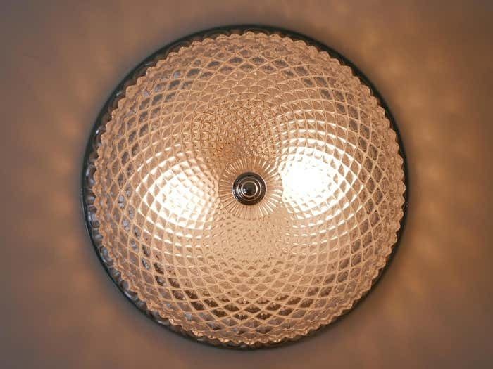 Lighting Mid Century Modern Textured Glass Ceiling Lamp By Sölken Leuchten Germany 1970s photo