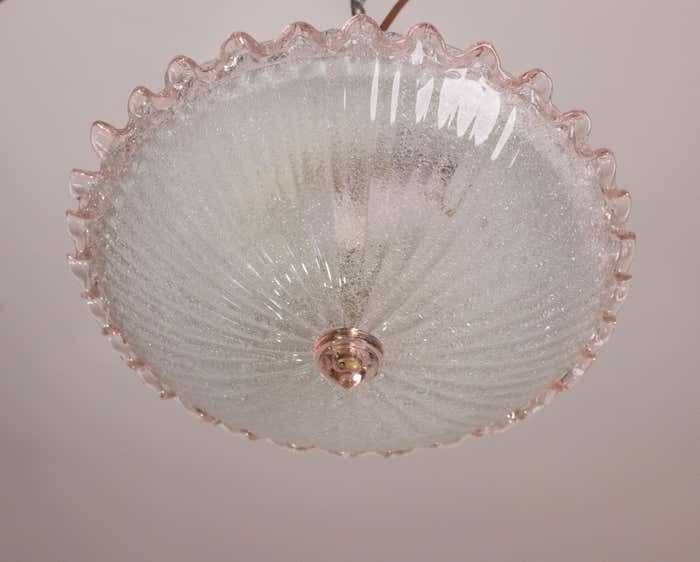 Lighting Italian Pink Murano Glass Ceiling Fixture, Murano, 1960 photo