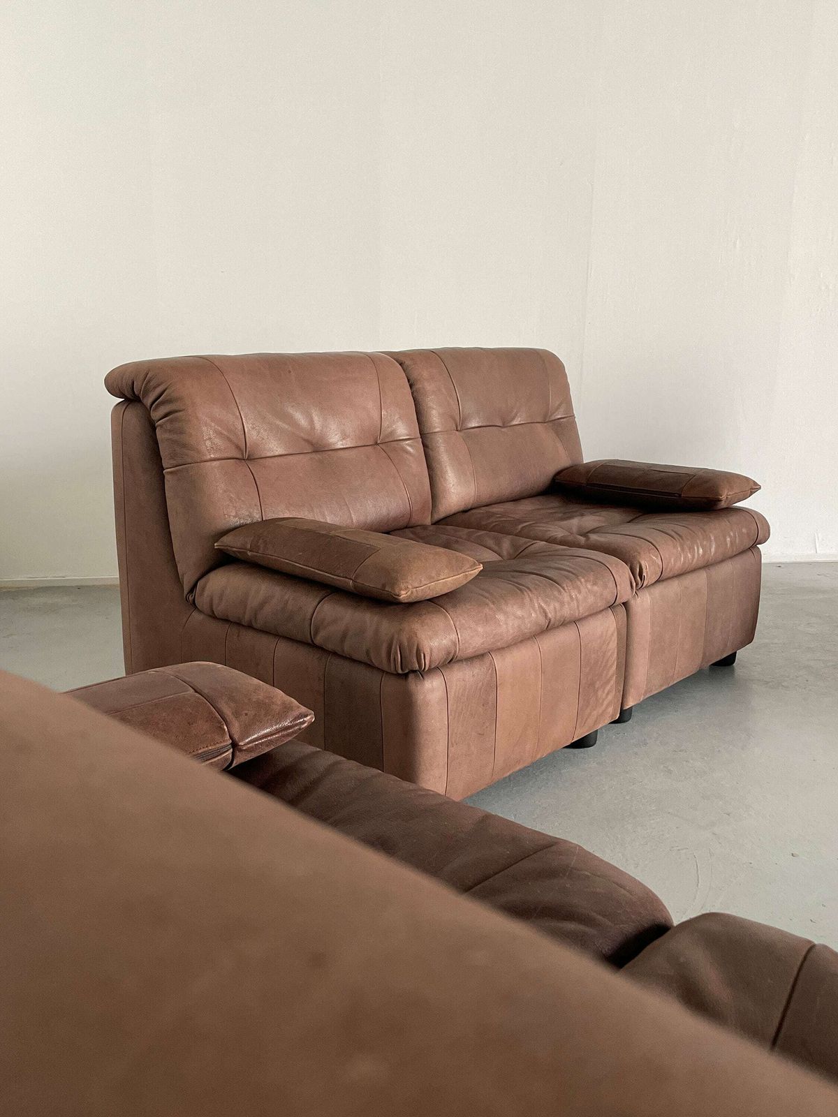 Mid Century Modern Patchwork Leather Modular Seating Set In The Style Of De Sede, 1970s West Germany / Vintage Leather Modular Sofa photo buy