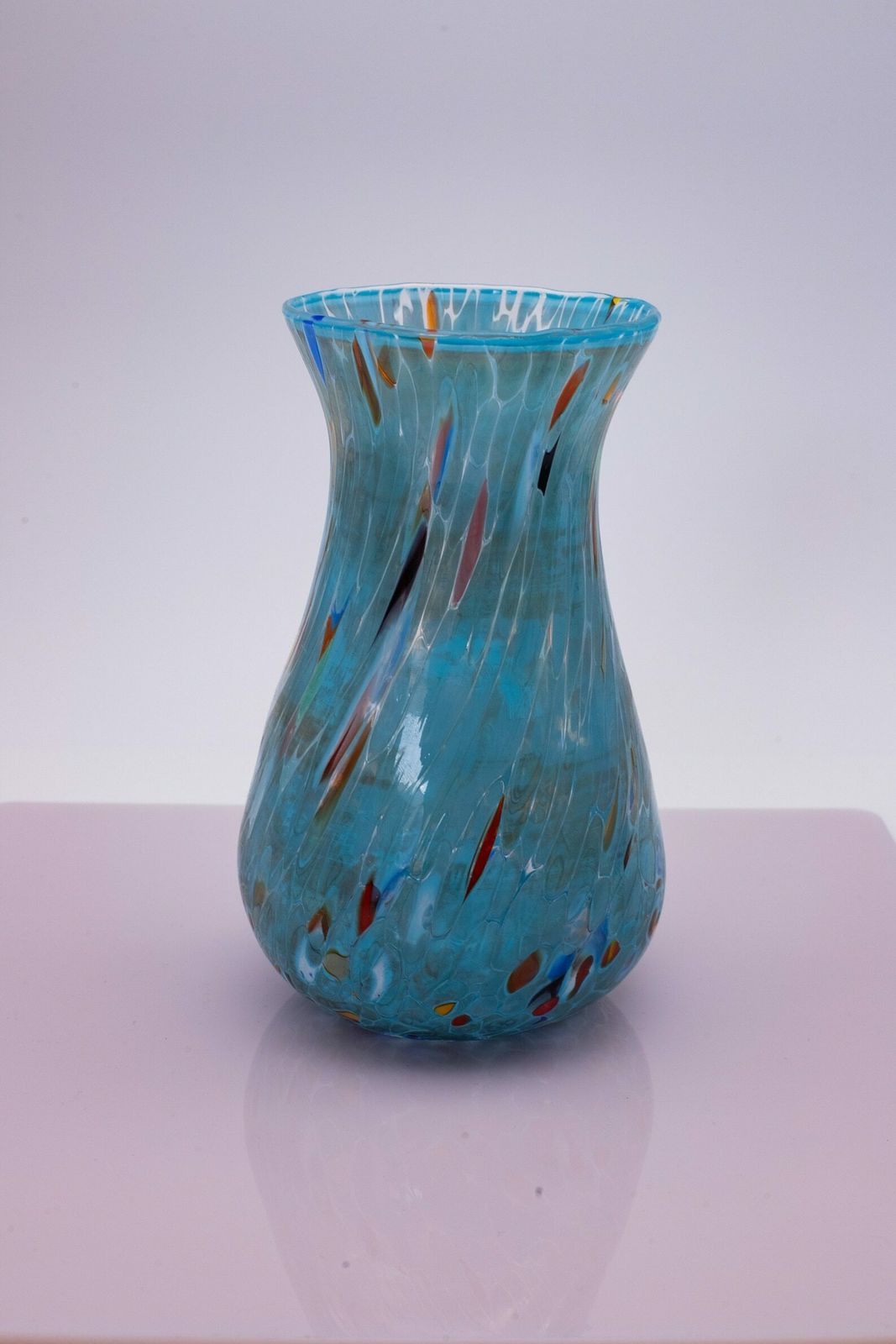 New York City, Murano Glasses Vase Color "Light Blue", Model Simone Small, Handmade, Murano Glass Made In Italy