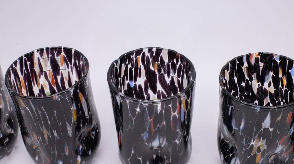 Atlanta, Set Of 6 Murano Glasses Color "Black" Handmade, Murano Glass Made In Italy photo for sale