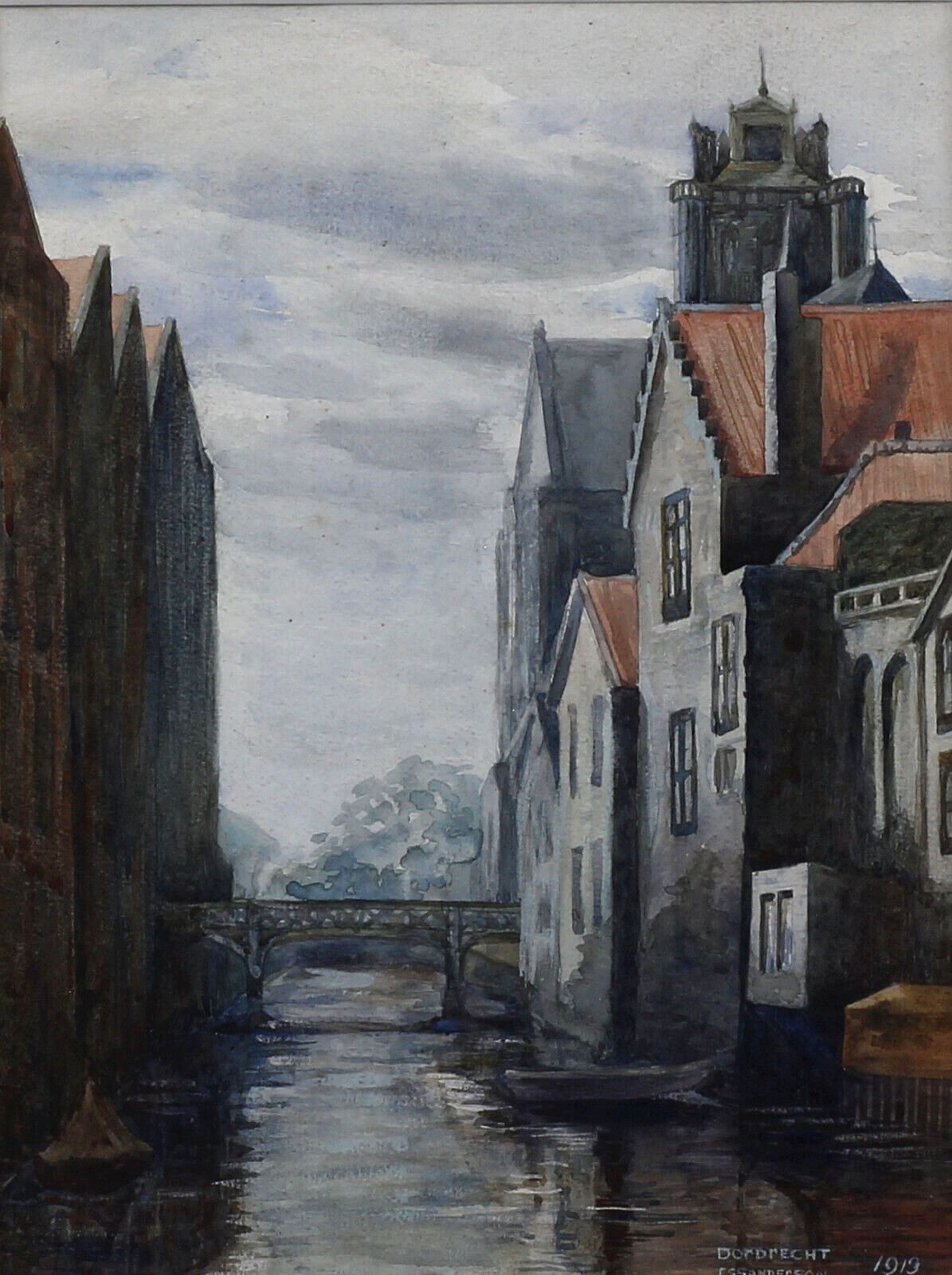 Watercolour By Frank S Sanderson. Titled "Dordrecht" photo furniture