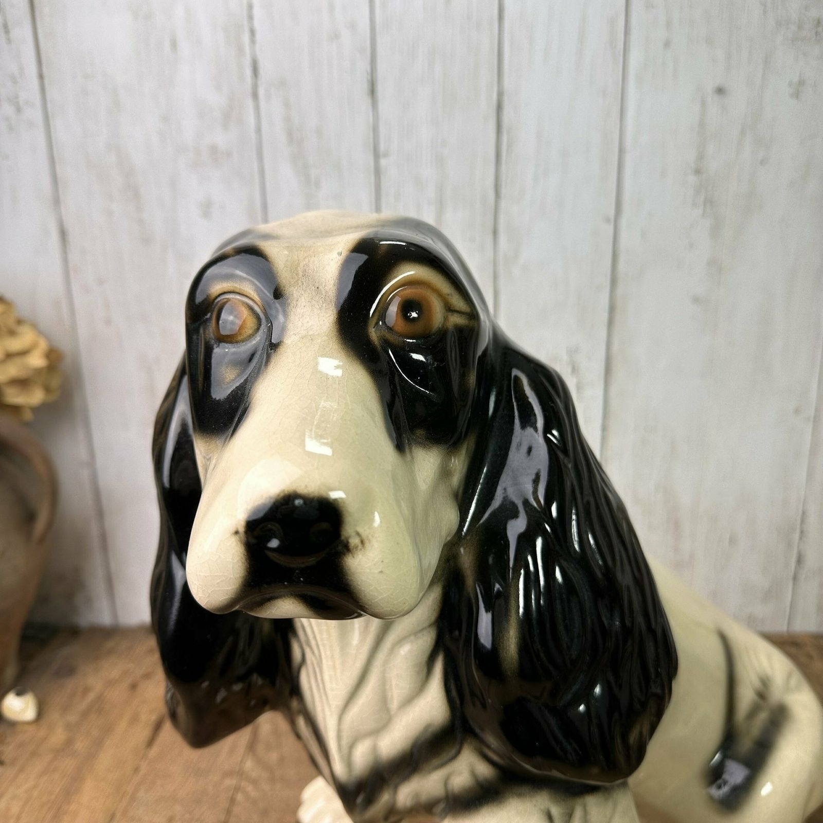 Vintage Huge Italian Porcelain Cocker Spaniel Statue photo for sale