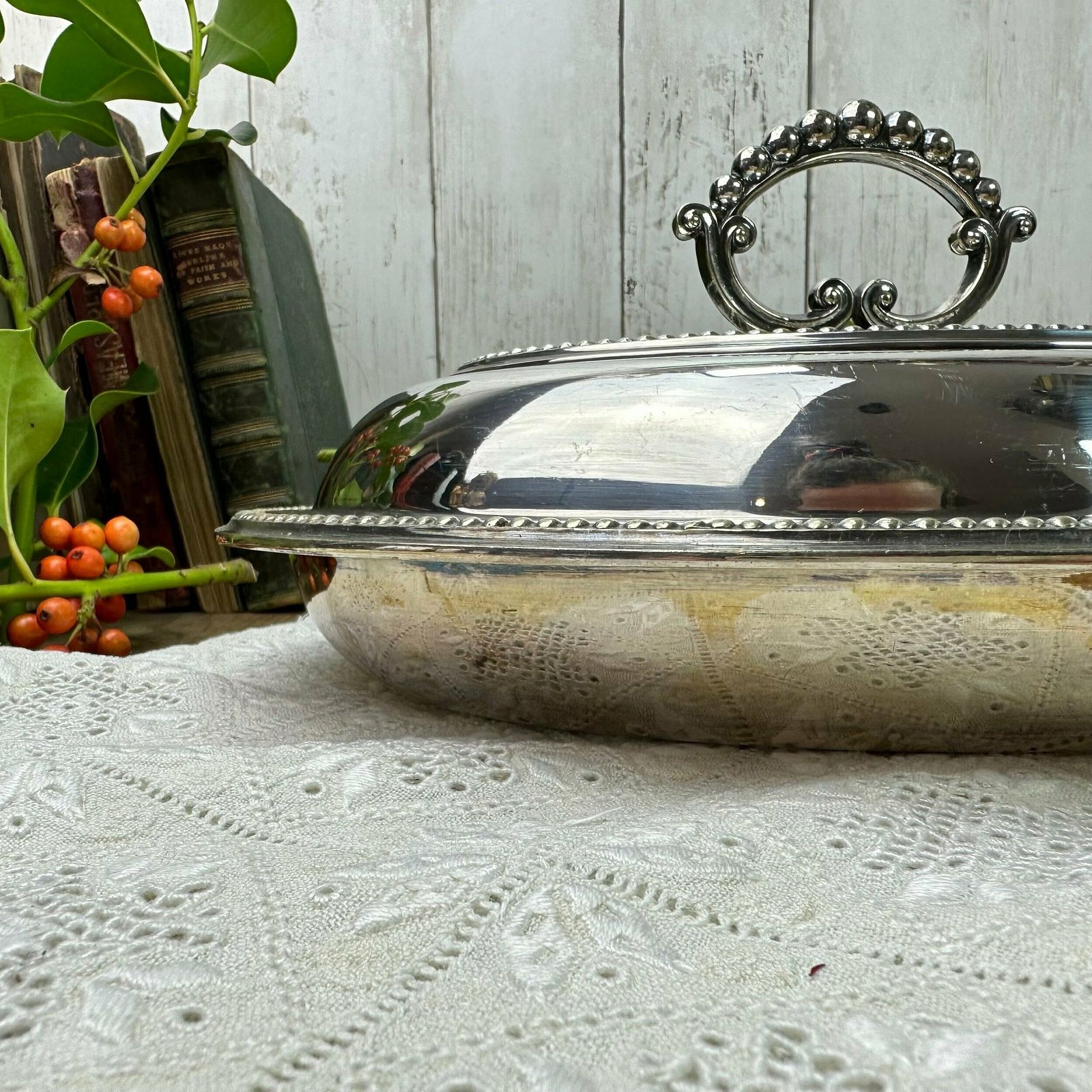 Stunning Sliver Plated Edwardian Oval Entrée Dish Serving Dish photo buy
