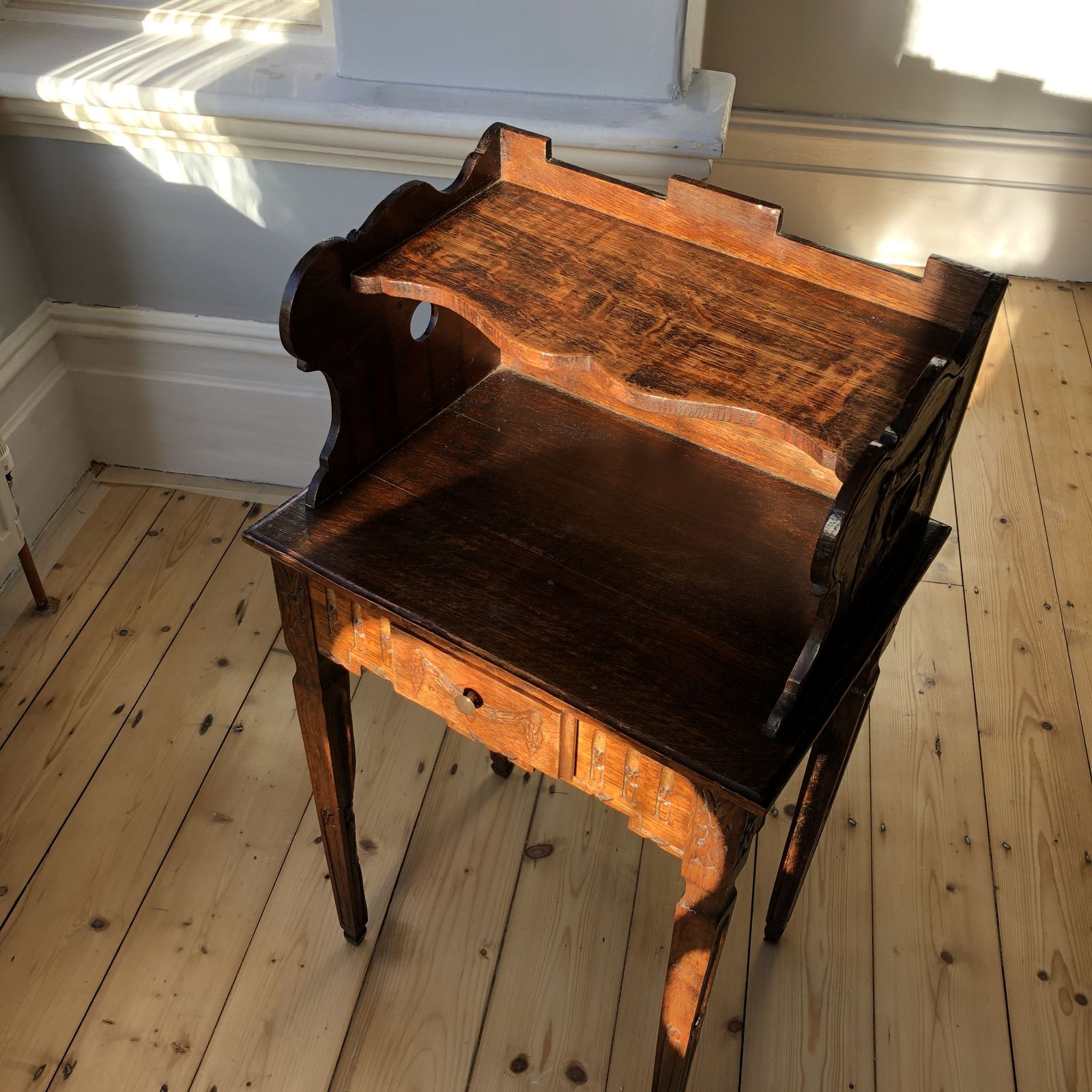 Furniture 19th Century Bedside Pine Table, Louis XV Provençal Style photo