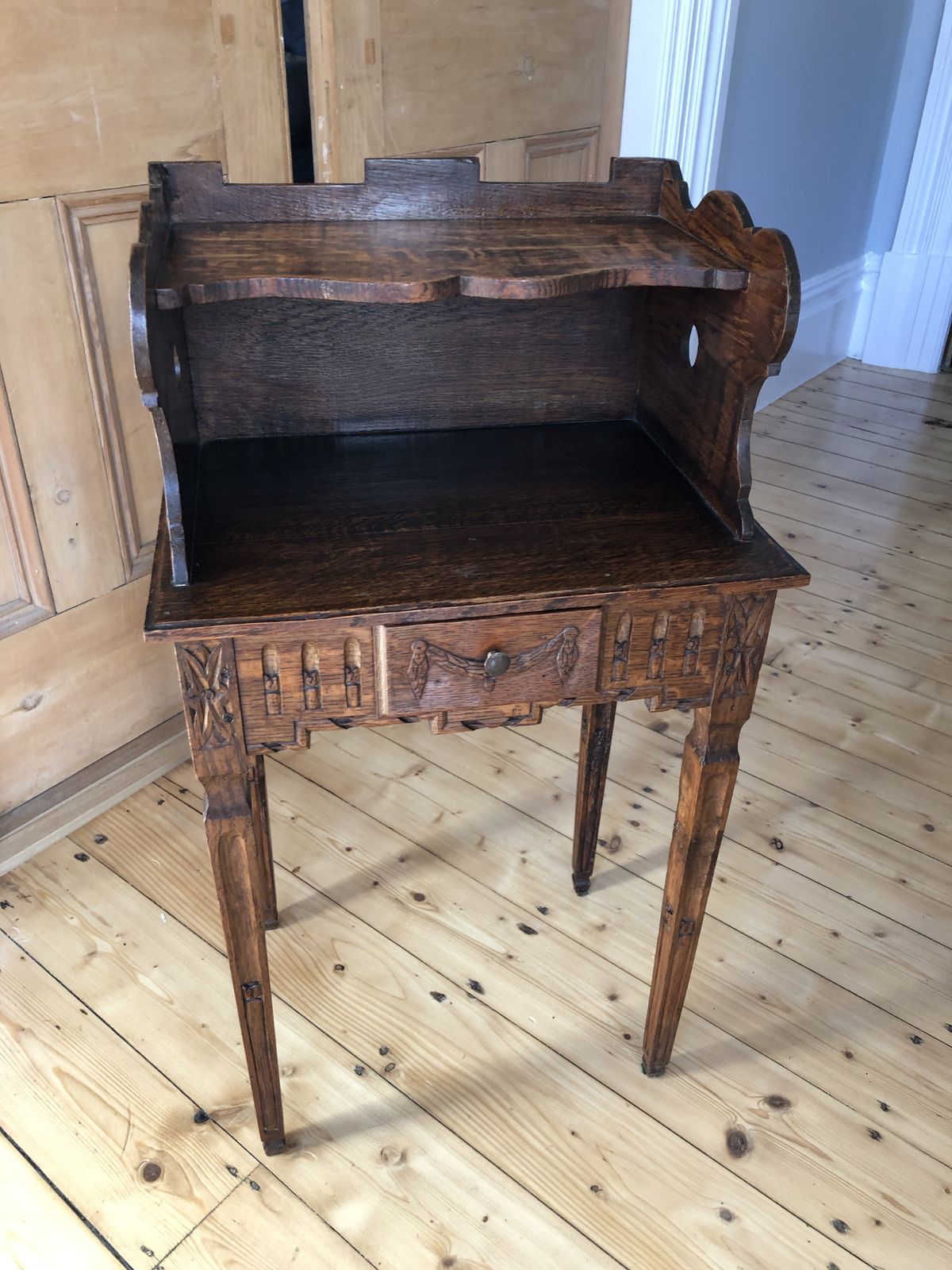 19th Century Bedside Pine Table, Louis XV Provençal Style