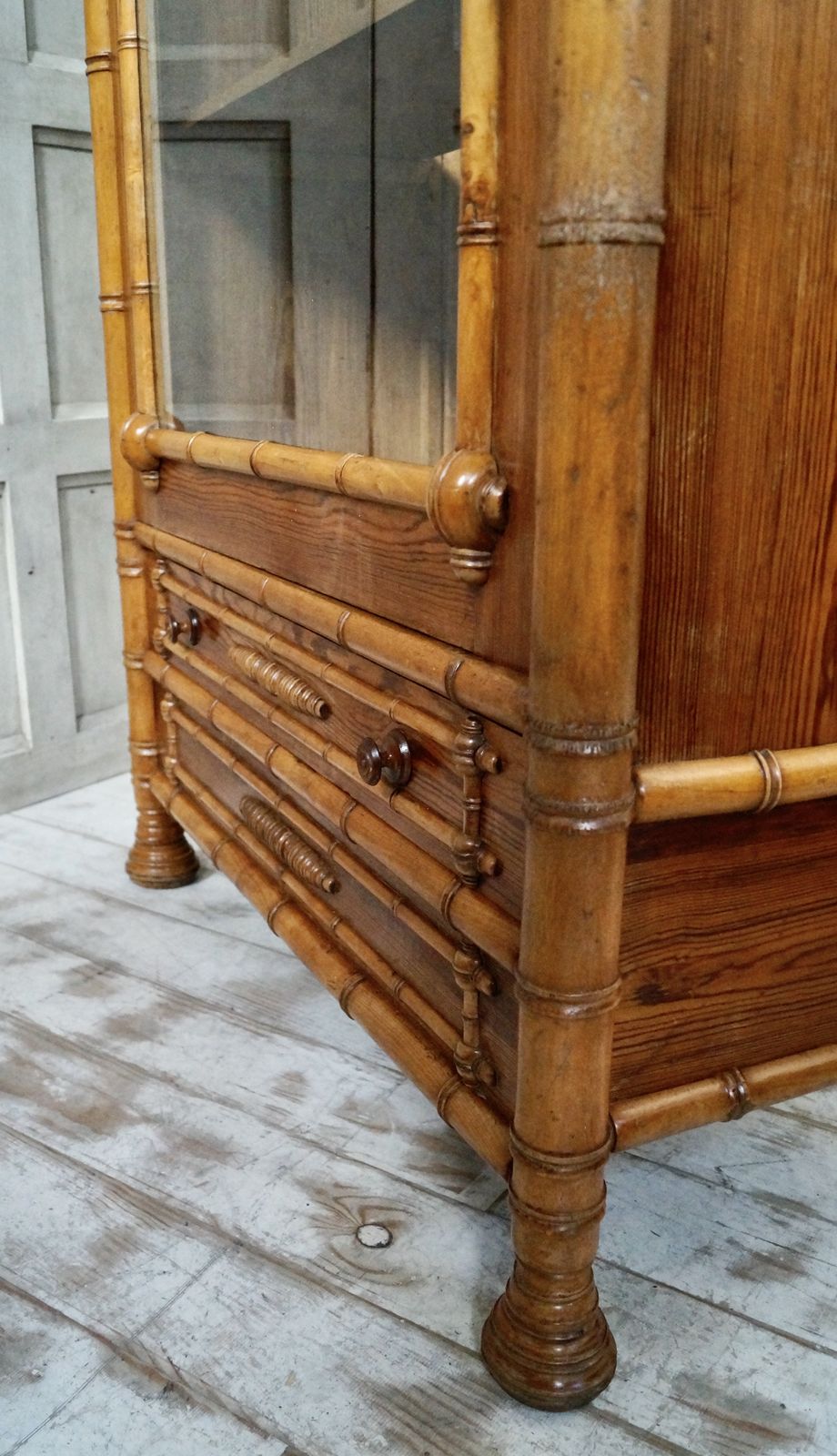 photo furniture Victorian Faux Bamboo Glazed Bookcase