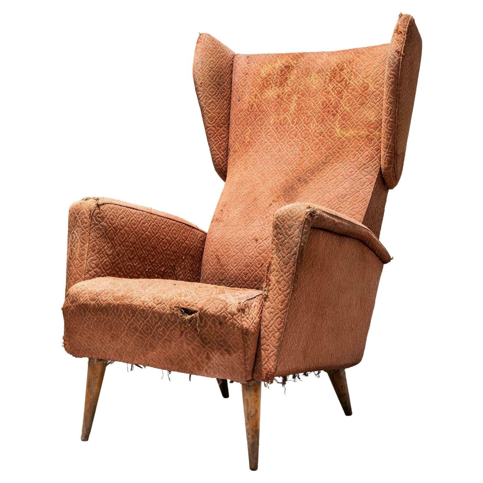 Gio Ponti Armchair 820 For Hotel Royal Napoli In Wood And Fabric, Italy, 1953