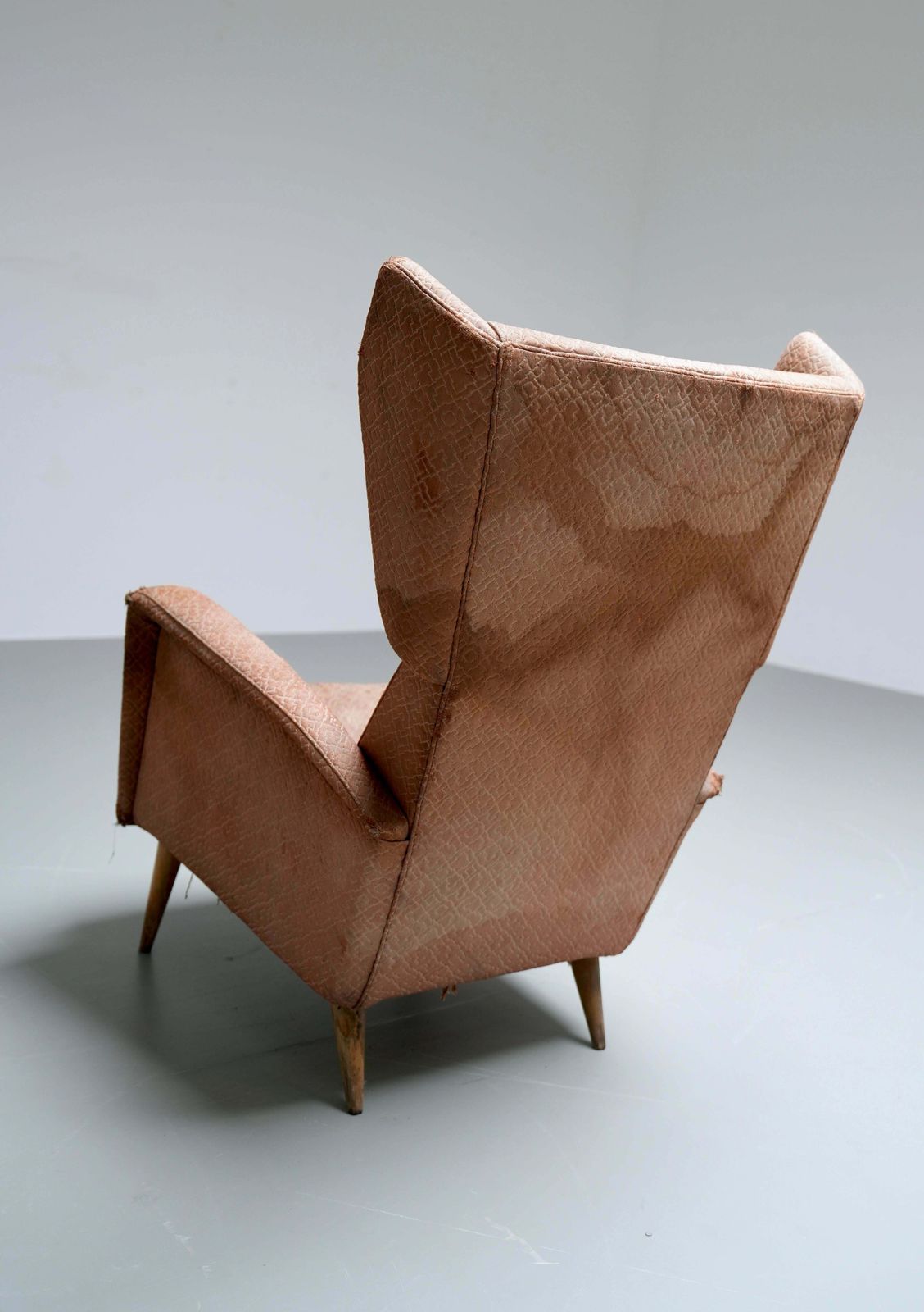 Gio Ponti Armchair 820 For Hotel Royal Napoli In Wood And Fabric, Italy, 1953 photo Furniture