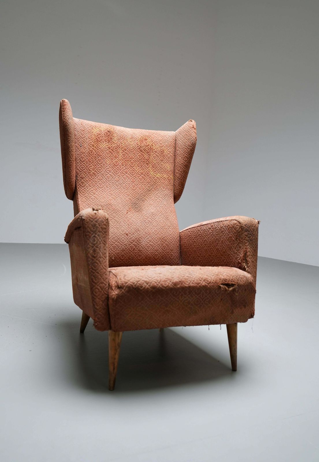 Gio Ponti Armchair 820 For Hotel Royal Napoli In Wood And Fabric, Italy, 1953 photo buy