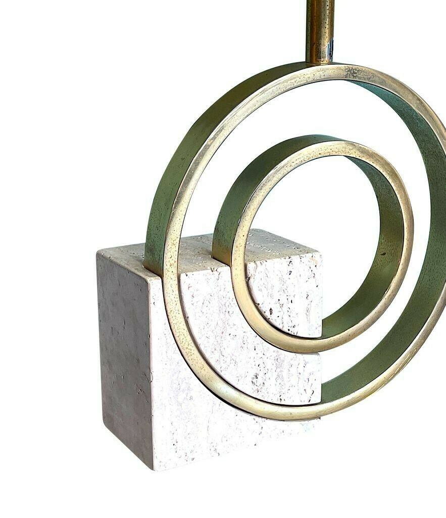 photo buy An Italian 1970s Sculptural Travertine And Brass Lamp By Giovanni Banci