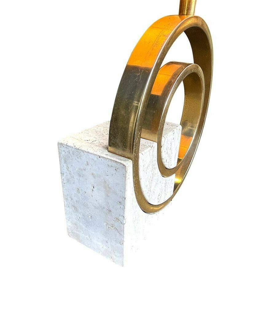 photo vinterior An Italian 1970s Sculptural Travertine And Brass Lamp By Giovanni Banci
