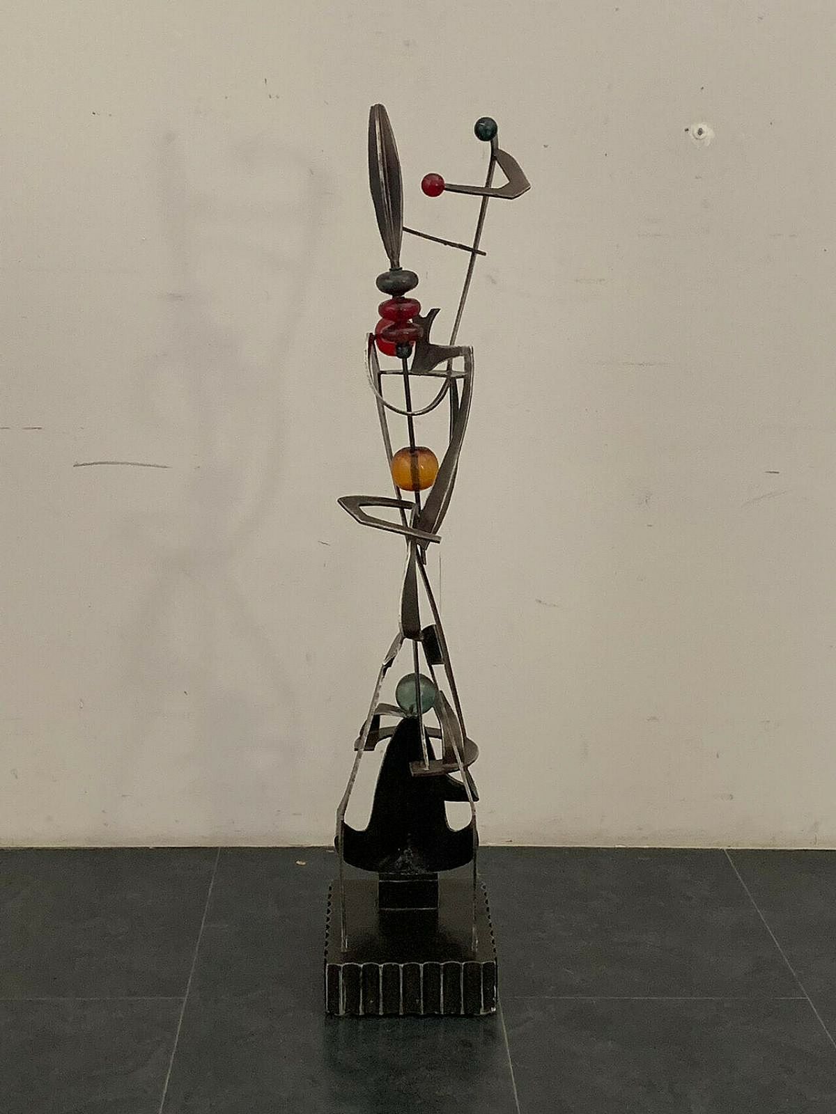 photo for sale Futuristic Juggler Sculpture Made Of Wrought Iron And Coloured Resin, 1960s