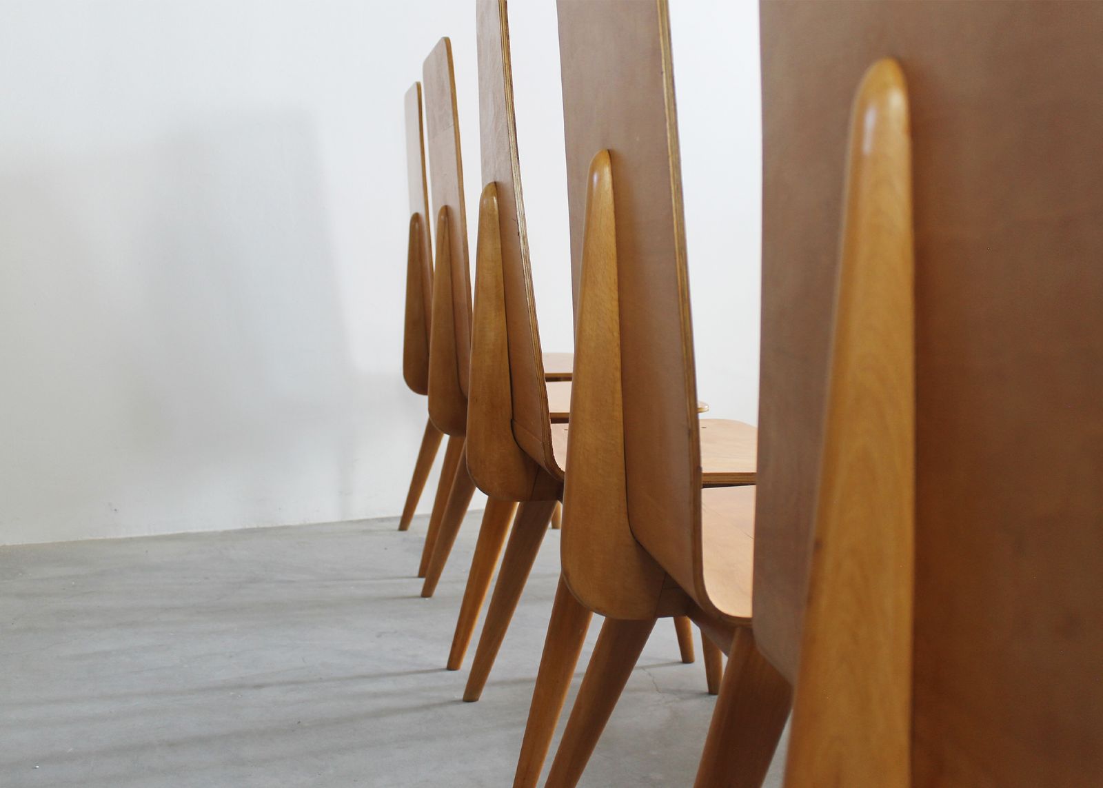 Sineo Gemignani Set Of Six Chairs In Curved Wood Italian Manufacture 1940s photo furniture
