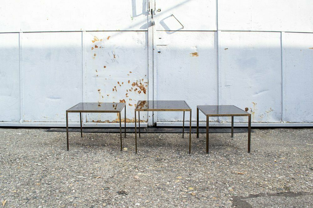 Vintage Brass And Glass Tables, Italy, 1960s, Set Of 3 photo furniture
