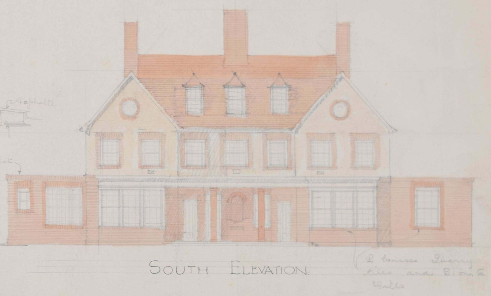 Design For A Country House Drawing By H Clark photo for sale