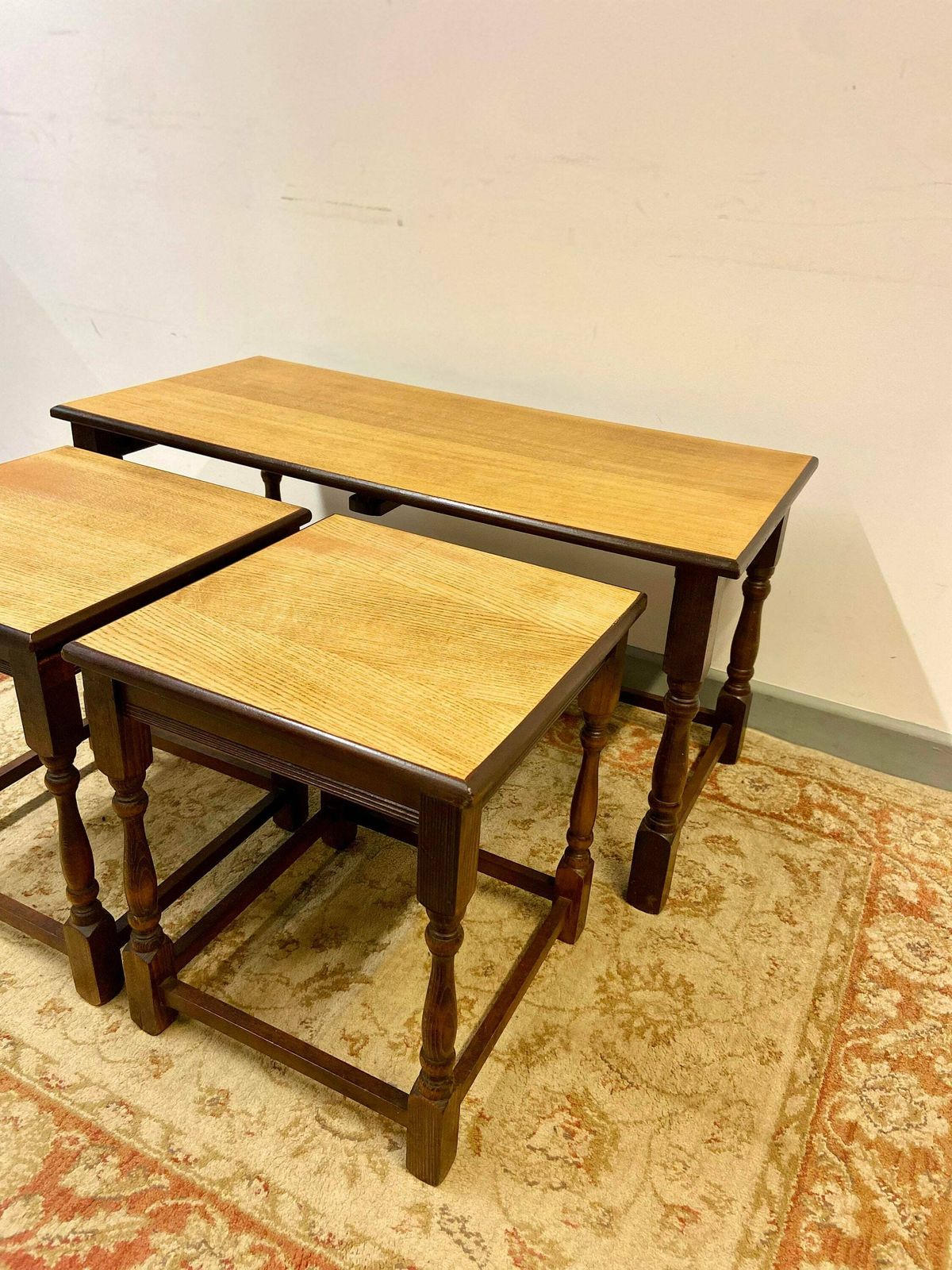 photo furniture Antique Style Large Wooden Coffee Nest Of Tables / Made In England C1970