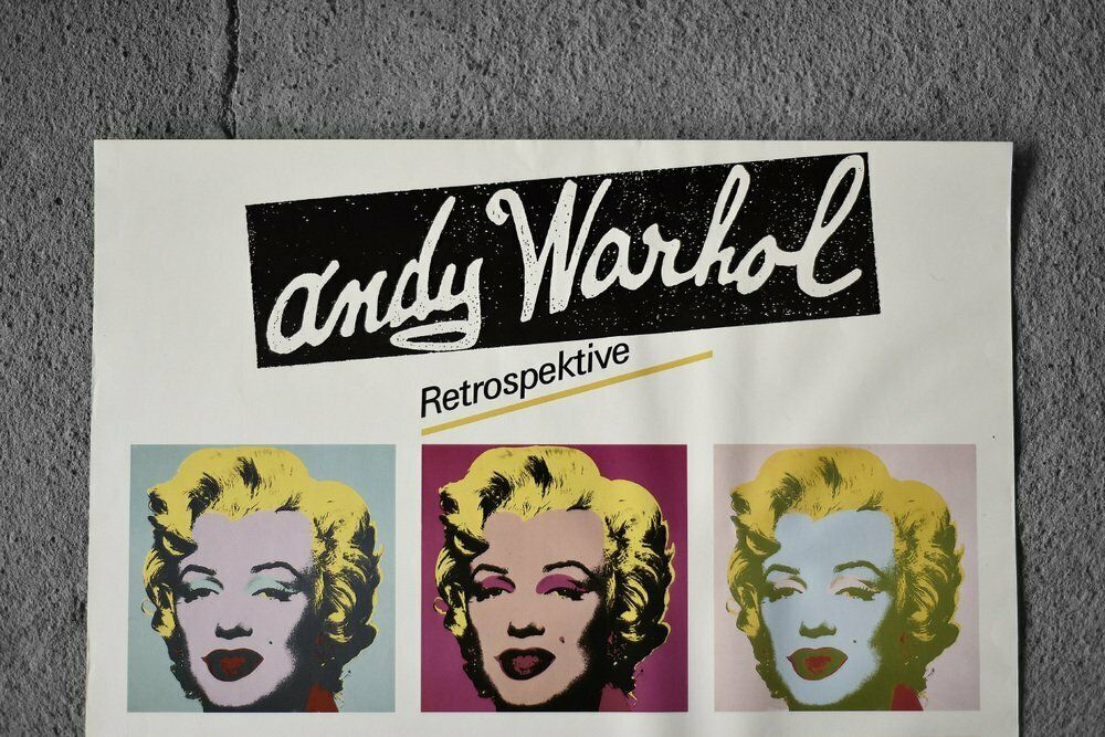 Original Andy Warhol Marilyn Monroe Exhibition Poster By Ros Nagy Roden, Museum Ludwig Köln, 1989 1990 photo vintage