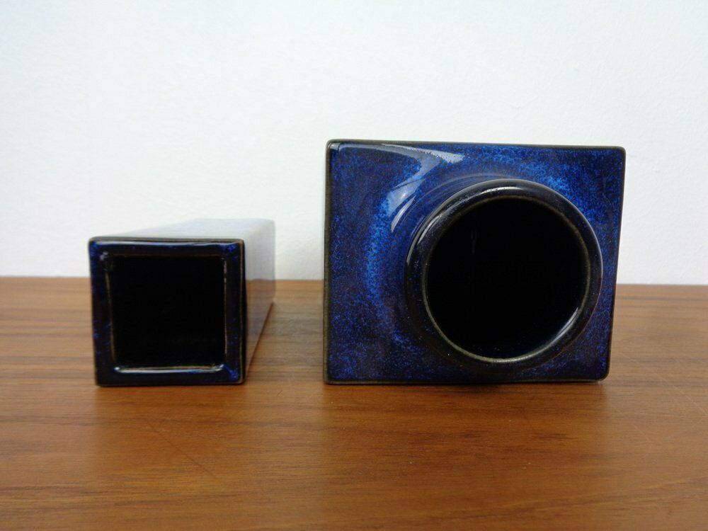 Home Decor Blue Japanese Ceramic Vases, 1960s, Set Of 2 photo