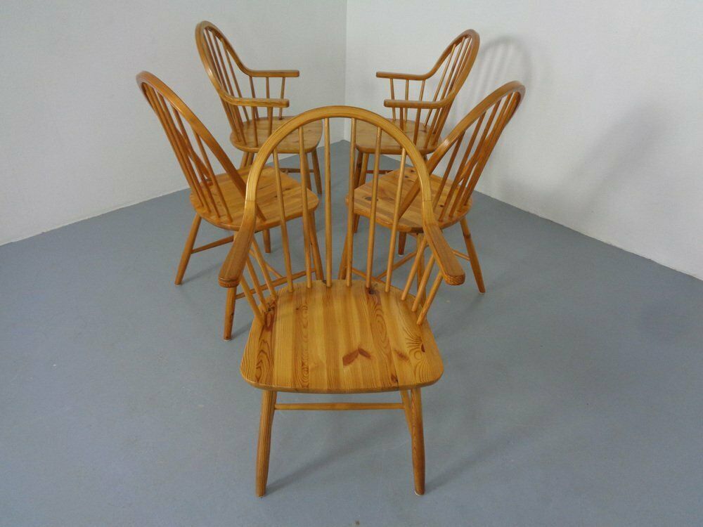 Furniture Pine Chairs By Erik Ole Jørgensen, Set Of 5 photo