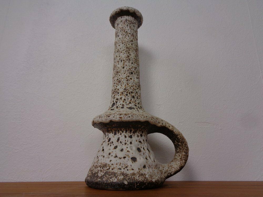Dutch Studio Ceramic Lava Vase With Handle By Marius & Hugo Van Woerden For Vest, 1970s