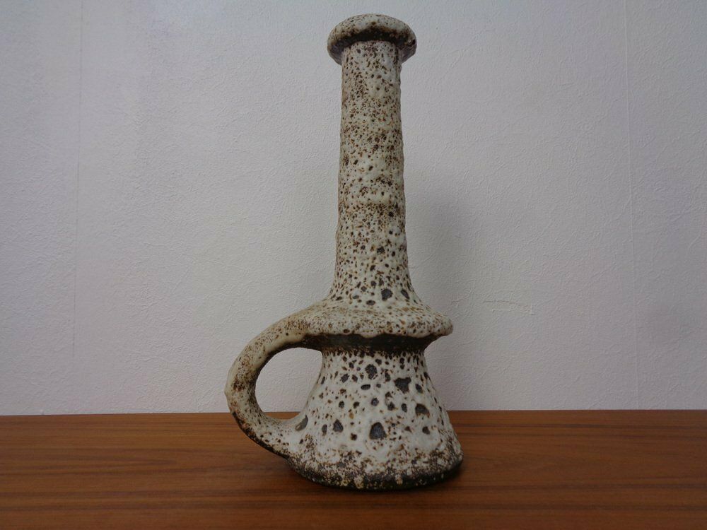Dutch Studio Ceramic Lava Vase With Handle By Marius & Hugo Van Woerden For Vest, 1970s photo furniture