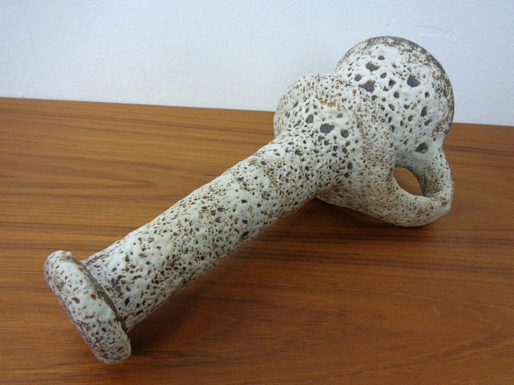 163.0 Dutch Studio Ceramic Lava Vase With Handle By Marius & Hugo Van Woerden For Vest, 1970s photo