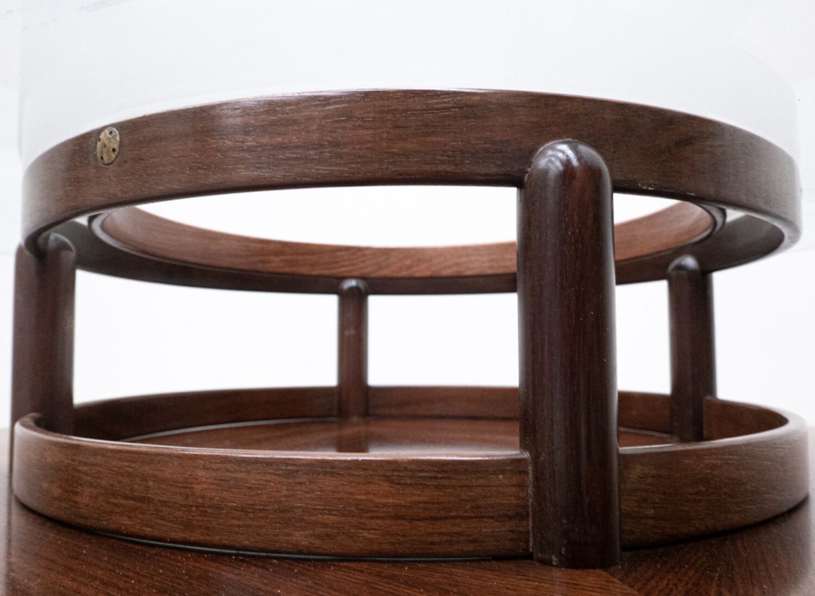 Gianfranco Frattini Round Coffee Table, Teak And Glass, 1950s photo furniture