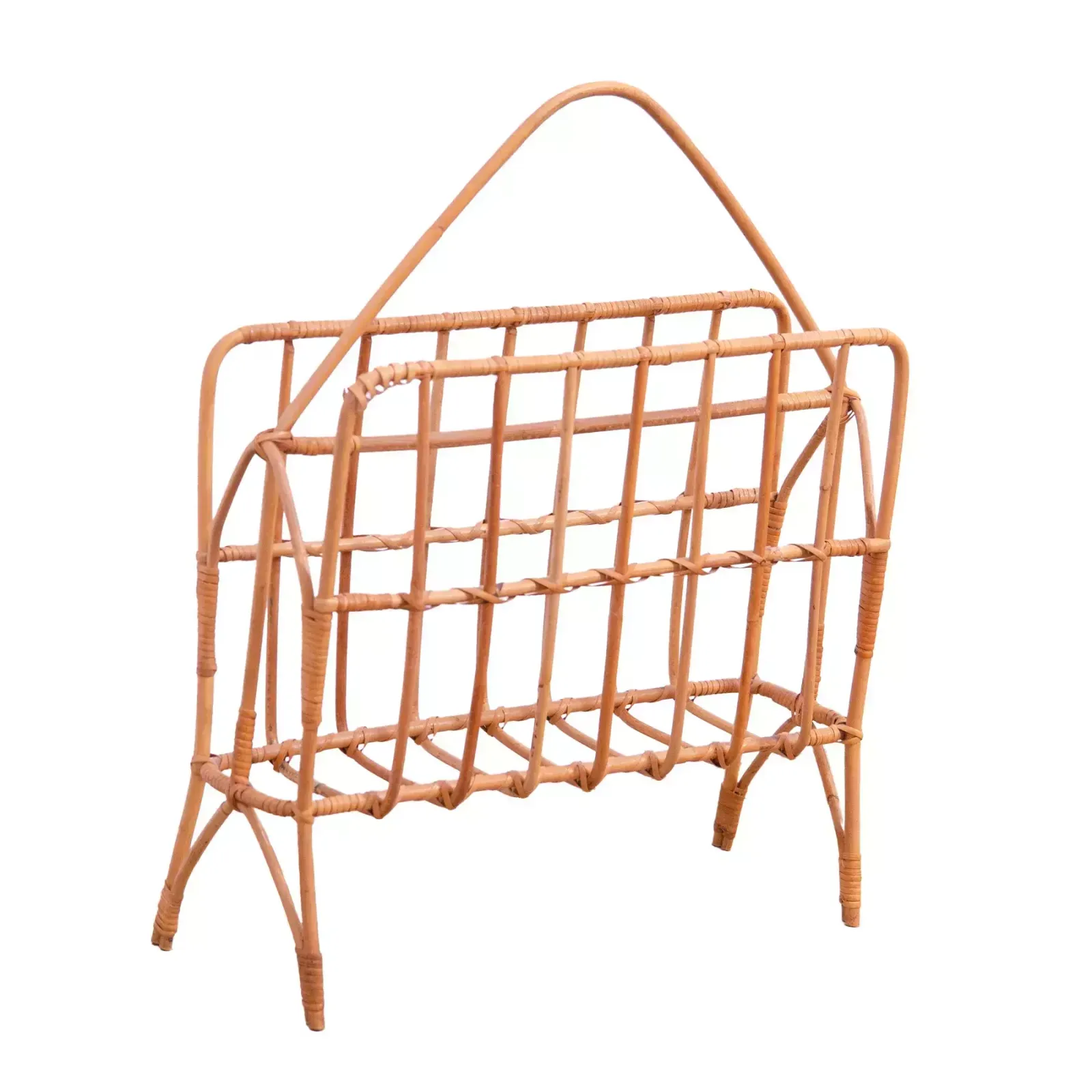 Mid Century Wicker Magazine Rack, Czechoslovakia, 1960´S