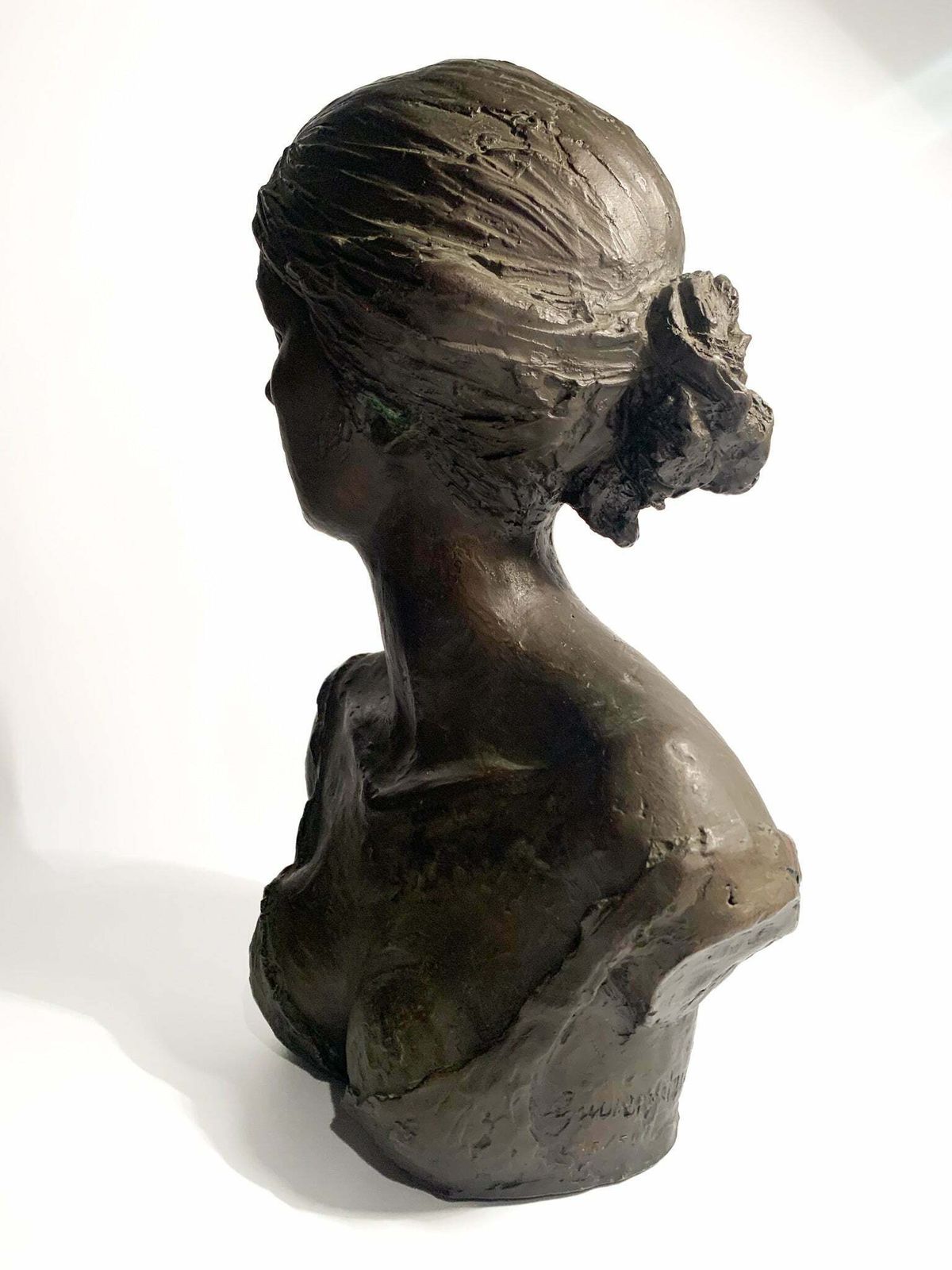 Bust Of A Lady In Lost Wax Bronze Sculpture By Giuseppe Motti, 1950s photo vinterior