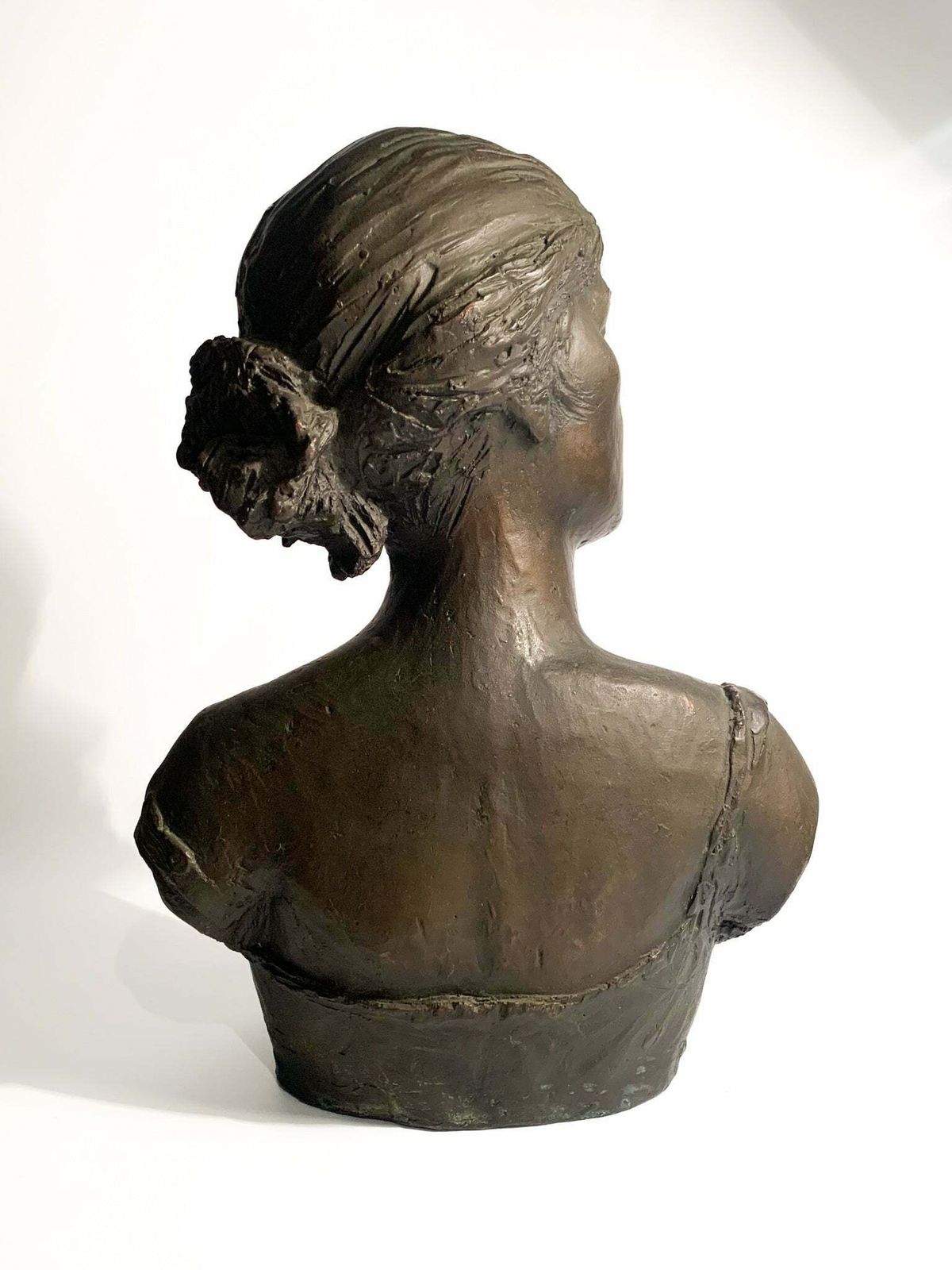 Bust Of A Lady In Lost Wax Bronze Sculpture By Giuseppe Motti, 1950s photo vintage