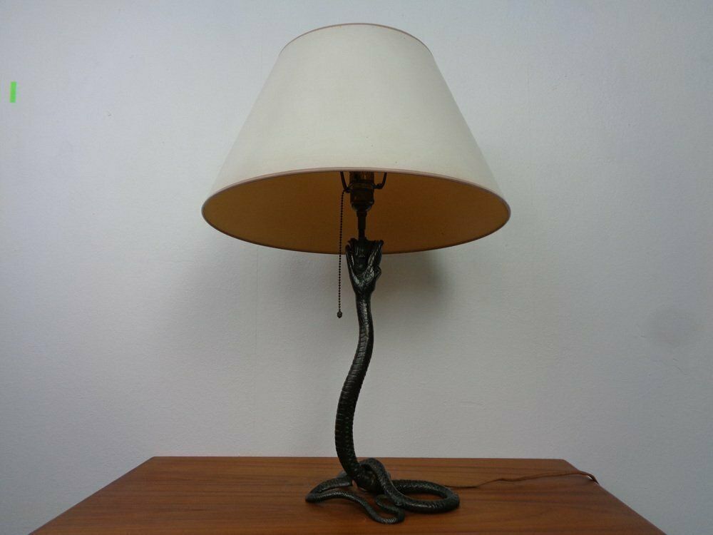 Art Deco Snake Bonze Table Lamp, France, 1920s
