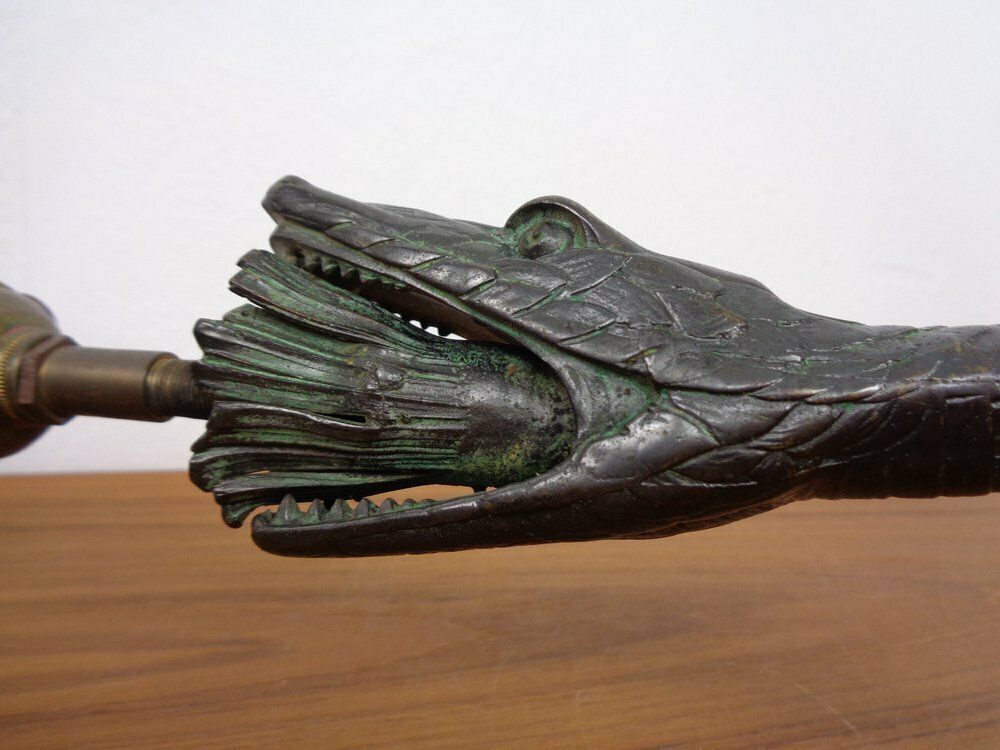 Lighting Art Deco Snake Bonze Table Lamp, France, 1920s photo