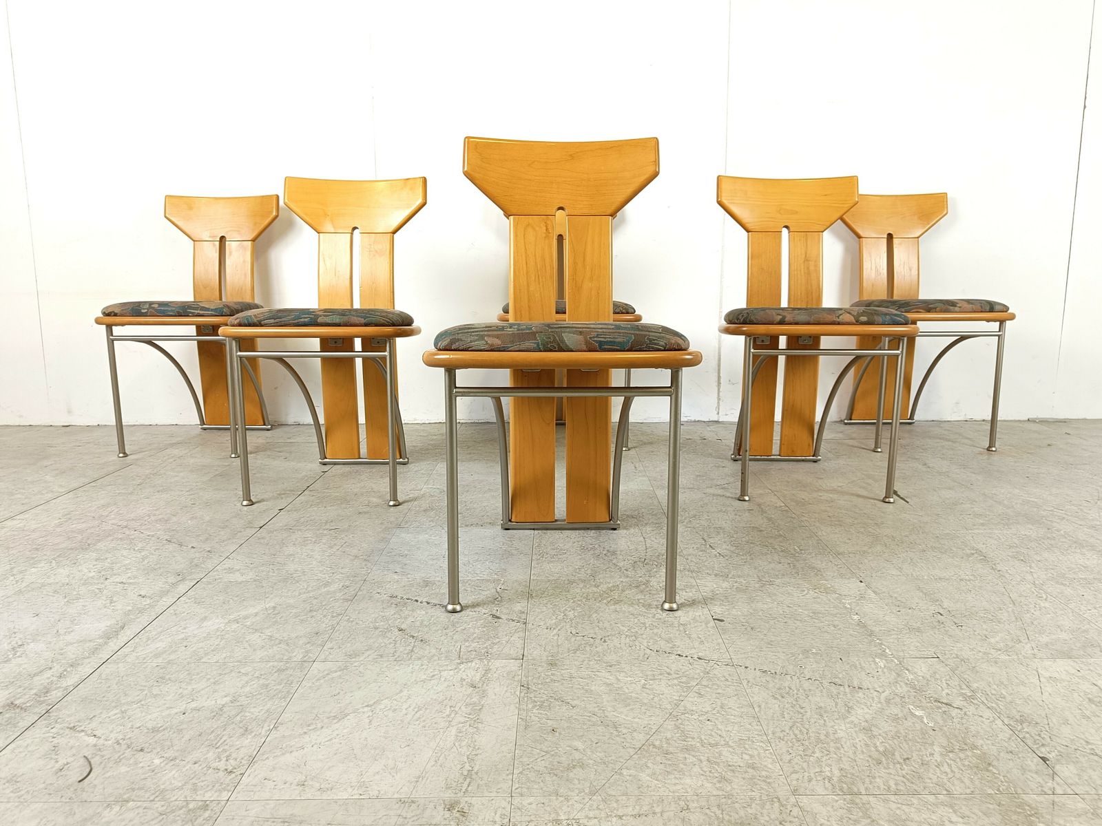 Set Of 6 Postmodern Italian Dining Chairs, 1980s photo furniture