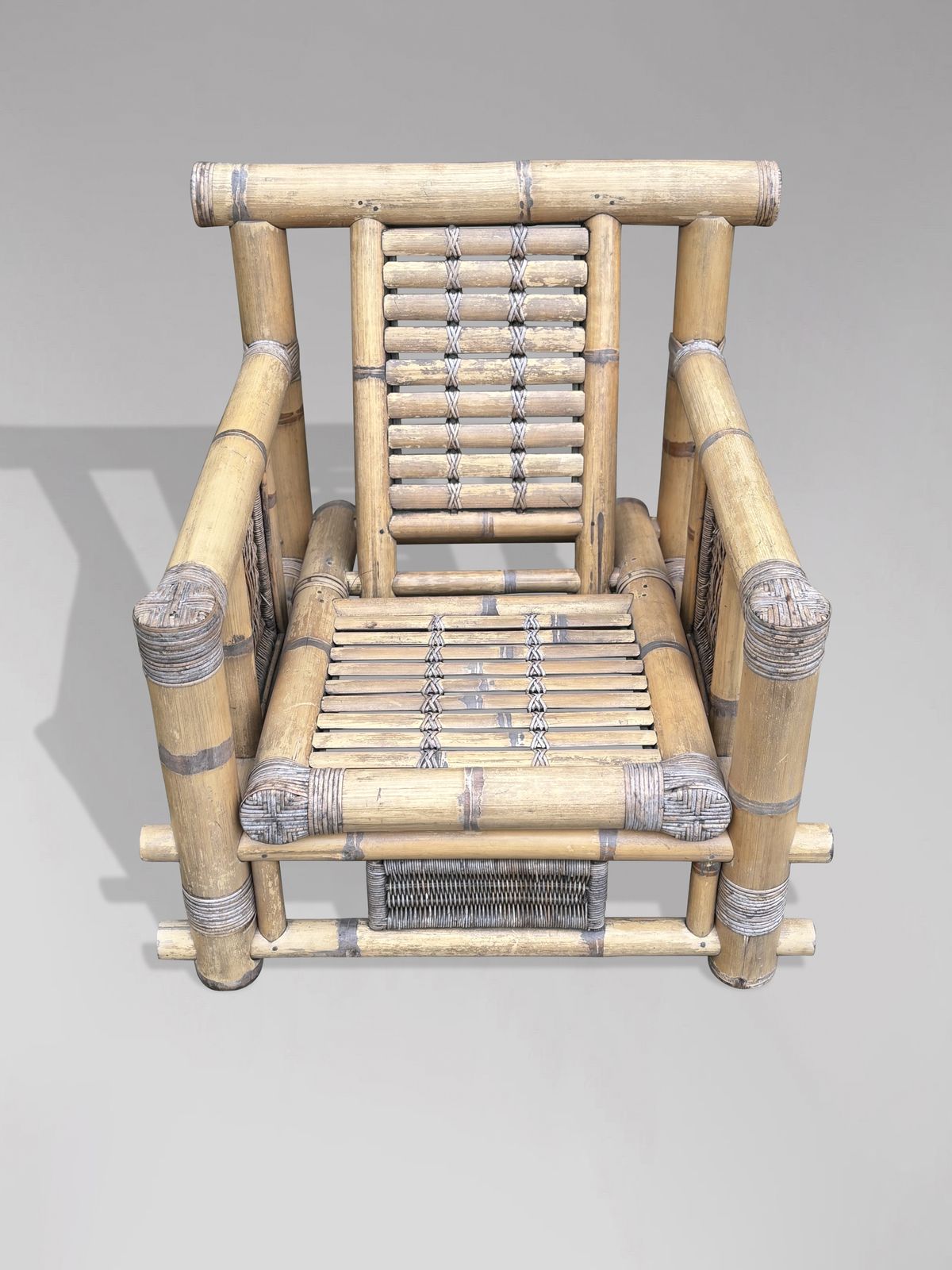 20th Century Set Of 4 Large Bamboo Pagoda Lounge Armchairs photo Furniture