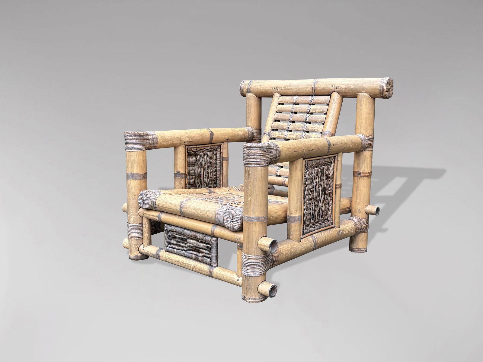 20th Century Set Of 4 Large Bamboo Pagoda Lounge Armchairs photo 5760.0