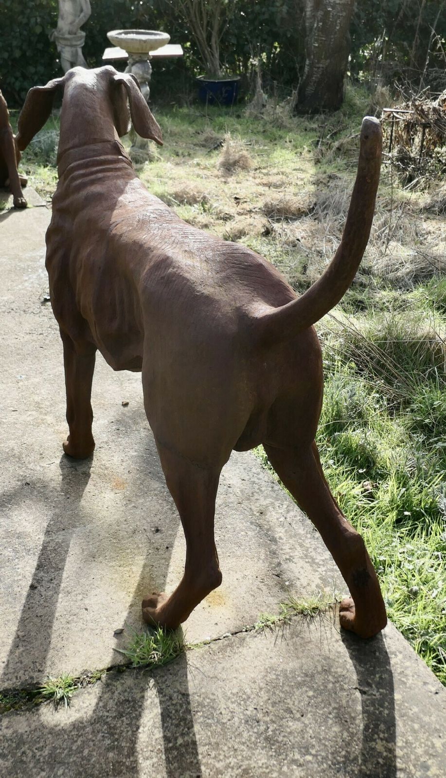 Large Weathered Cast Iron Standing Statue Of A Hunting Dog photo vinterior