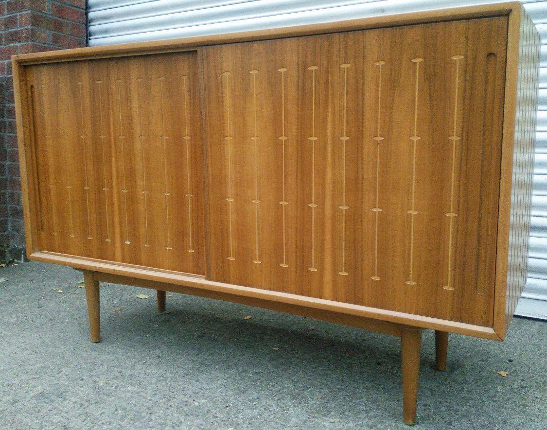 Vintage Sideboard Credenza By Heals Atomic Routed Design 1950s 60s Very Rare