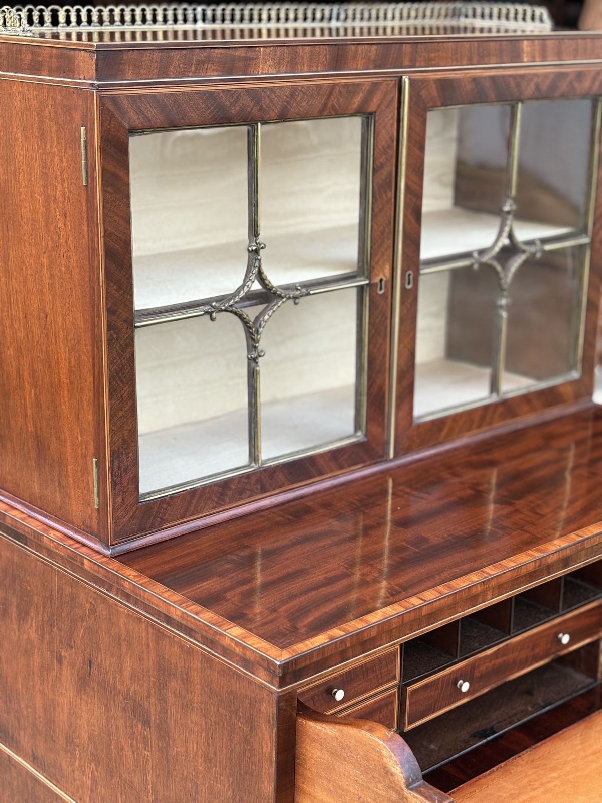 Early 19th Century Regency Period Mahogany Secretaire Bookcase photo vintage