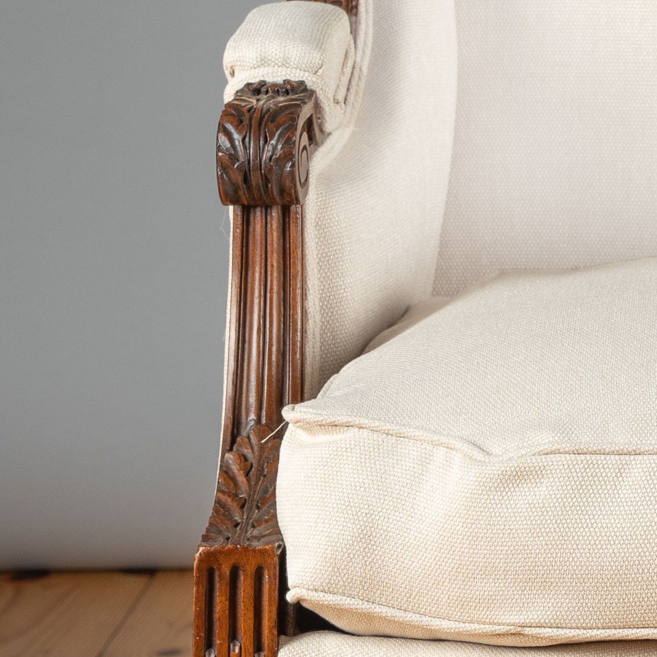 1700.0 Large 19th Century French Carved Walnut Bergere Upholstered Armchair photo